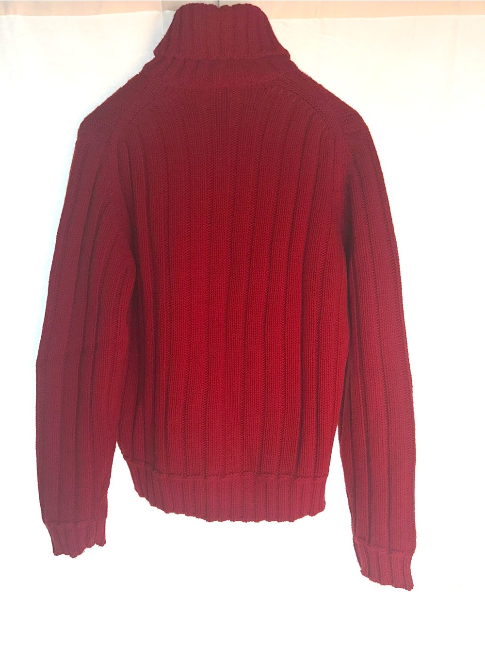 Burberry London Men's Red Turtleneck Ribbed Knit Sweater - Picture 3 of 7